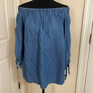 Beach Lunch Lounge collection, large, off shoulder chambray top